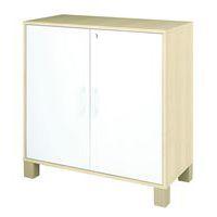 Armoire basse Confetti avec pieds 2 portes à clé bouleau/blanc - Image principale