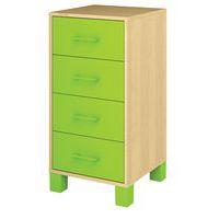 Caisson 4 tiroirs Confetti avec pieds - bouleau/vert - Image principale