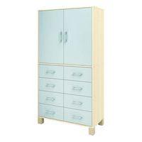 Bibliothèque haute Confetti avec pieds - portes pleines et tiroirs - Image principale