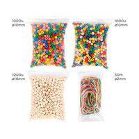 Lot de 3000 perles bois Ø10mm assorties + 30 m fils thumbnail image 2