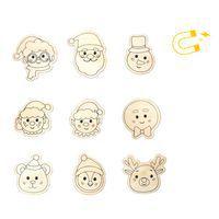 Pack d'aimants Noël en bois à colorier 9 pièces - Image 2