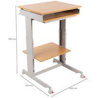 Poste informatique Twin 6820 plateau Hêtre structure Gris clair thumbnail image 2