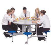 Table mobile ovale Solution  4 bancs 8 assises L153cm T3 Erable/vert olive - Image 5