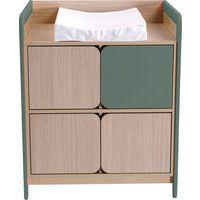 Meuble de change 4 cases coloris kaki + matelas à langer - Image principale