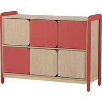 Meuble colonnes av portes Lili 3colonnes/6portes Ht 98cm corail - Image principale