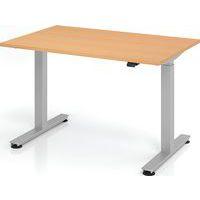 Bureau droit hauteur réglable électrique Evol 121x80 cm Plateau Hêtre thumbnail image 2