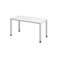 Bureau droit pieds ronds 140 cm Blanc - Image 3