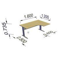 Bureau compact 90° retour droit L.160 cm chêne/alu Idol thumbnail image 2