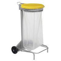 Support roulant pour sac poubelle de tri 110 L couvercle jaune - Rossignol - Image 2