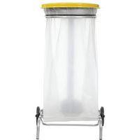 Support roulant pour sac poubelle de tri 110 L couvercle jaune - Rossignol thumbnail image 5