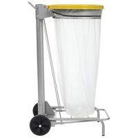Support roulant pour sac poubelle de tri 110 L couvercle jaune - Rossignol thumbnail image 3