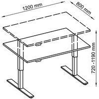 Bureau droit hauteur réglable électrique Evol 121x80 cm Plateau Hêtre thumbnail image 4