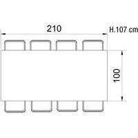 Table réunion haute Greko 210x100 cm 2 pieds 9016 blanc plateau chêne - Image 2