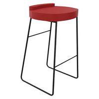 Tabouret POLO assise Groseille pied Noir - Image principale
