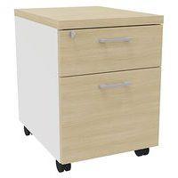 Caisson mobile bois 2 tiroirs (dont 1 DS) blanc/chêne - Image principale