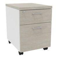 Caisson mobile bois 2 tiroirs (dont 1 DS) blanc/béton - Image principale