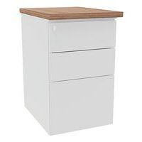Caisson haut. bureau métal prof. 80 cm blanc/top noyer - Image principale