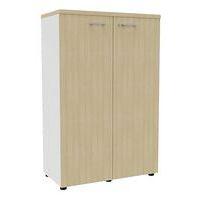 Armoire portes battantes haut. 134 cm blanc/chêne - Image principale