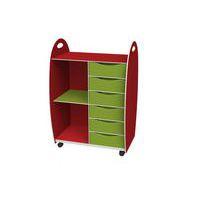 Bac de rangement 1 étagère / 6 tiroirs - Rouge / anis - Image principale