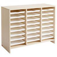 Meuble bas 24 plateaux blancs teinte bouleau - Nathan