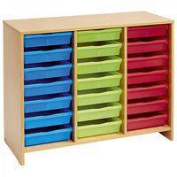 Meuble bas teinte hêtre 21 bacs multicolores - Nathan