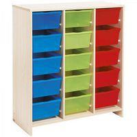 Meuble haut 15 bacs multicolores teinte bouleau - Nathan