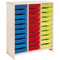 Meuble haut 30 bacs multicolores teinte bouleau - Nathan