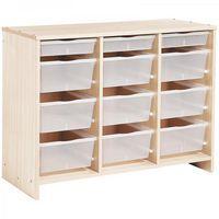 Meuble bas 12 bacs incolores - Teinte Bouleau - Image principale