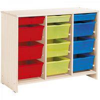 Meuble bas 12 bacs multicolores teinte bouleau - Nathan