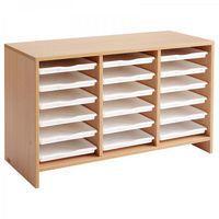 Meuble bas 18 plateaux blancs teinte hêtre - Nathan