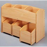 Ensemble 1 bac à livres 3 cases + 3 bacs 1 case hêtre - Nathan