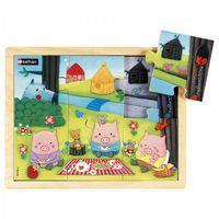 Puzzle bois 6 pièces - Les 3 Petits Cochons - Nathan