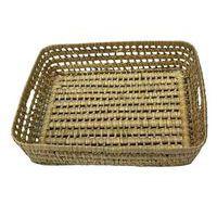 Corbeille rectangulaire en feuille de palmier tressées 40 x 30 x 8 cm