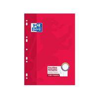 Etui rouge 50 feuilles simples A4 seyès perforées blanc - Oxford