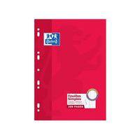 Etui rouge 100 feuilles simples A4 seyès perforées blanc - Oxford