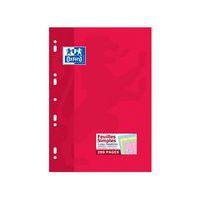 Etui rouge 100 feuilles simples A4 seyès perforées couleurs - Oxford