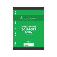 25 feuilles simples A4 120g uni blanc film protecteur - Conquérant
