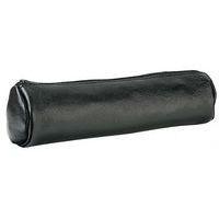 Fourre-tout rond 6x21cm à fermeture éclair cuir ébène noir - Oxford