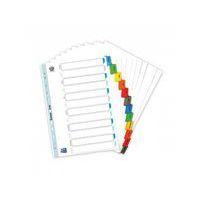 Jeu 12 intercalaires mois A4 blanc carte 170g 12 positions - Oxford