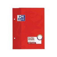 OXFORD Feuilles Simples 17x22cm Grands Carreaux Seyès 200 Pages Etui Carte Rouge thumbnail image 2