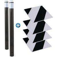 Kit piétons - poteaux lumineux gris et dalles noir/gris - Image principale