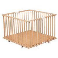 Parc pliant carré GABY (plancher réglable et roulettes) Vernis Naturel - Image principale