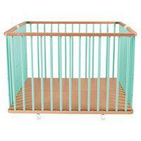 Parc pliant carré GABY (plancher réglable et roulettes) Hybride Vert Mint - Image principale