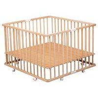 Parc pliant carré GABY (plancher réglable et roulettes) Vernis Naturel - Image 4