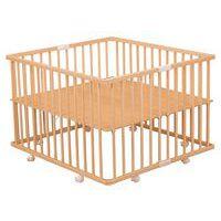 Parc pliant carré GABY (plancher réglable et roulettes) Vernis Naturel - Image 2