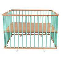 Parc pliant carré GABY (plancher réglable et roulettes) Hybride Vert Mint - Image 3