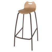 Tabouret 4 pieds hauteur 80 cm coque Bandana bois naturel - noisette cuir - Image principale