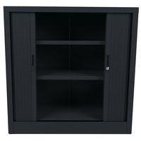 Armoire basse à rideaux en kit - Largeur 100 cm, Structure coloris : Anthracite - Image 4