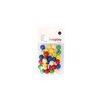 Sachet 30 perles bois rondes multicolores 15 mm - Innspiro