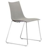 Lot de 2 chaises Zebra taupe - pied traîneau chromé - Image principale